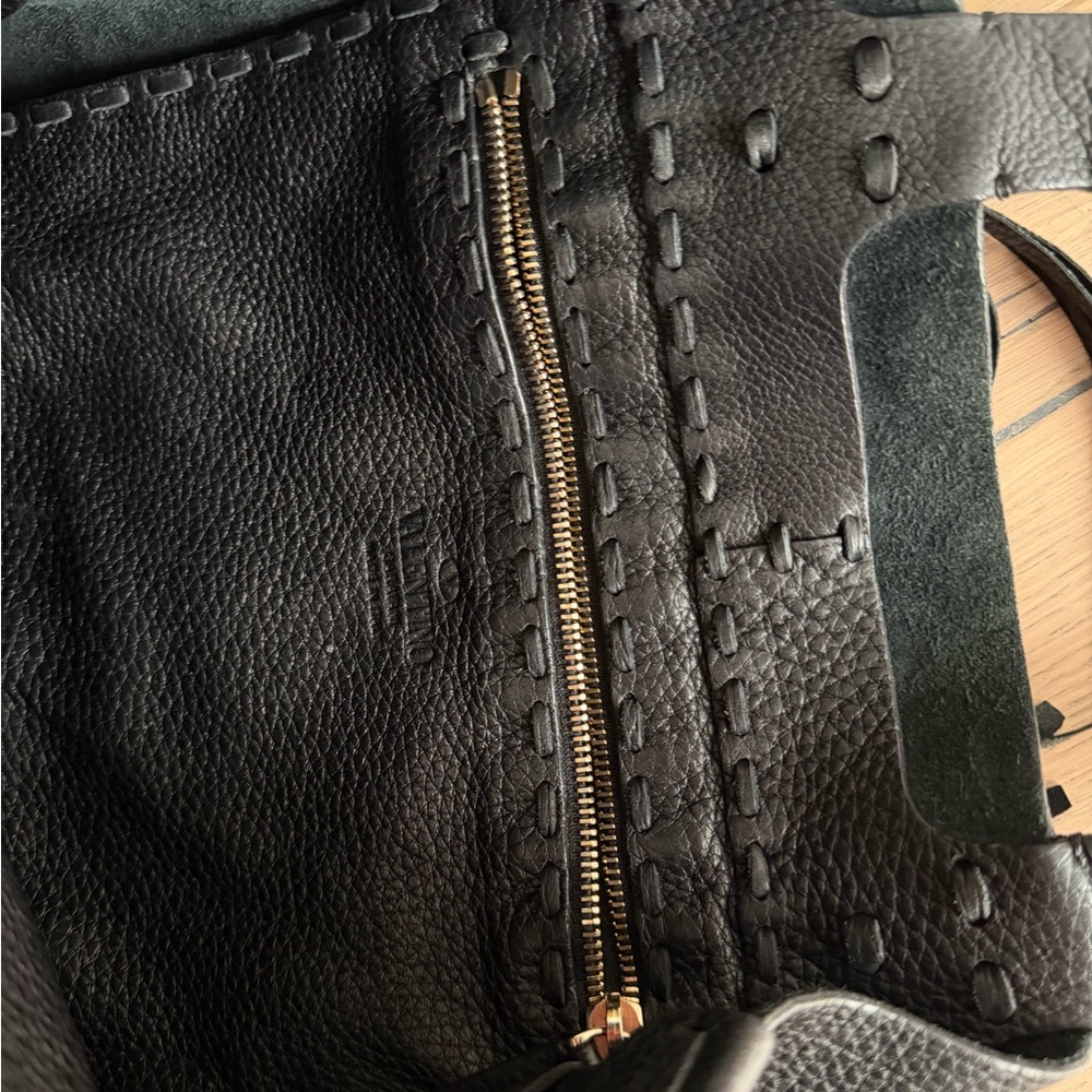 Valentino Black Leather C-Rockee Fringe Tote - Picture 4 of 15